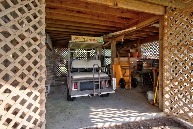 Golf Cart Garage with Workshop to Right